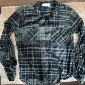 Green and Black plaid button shirt